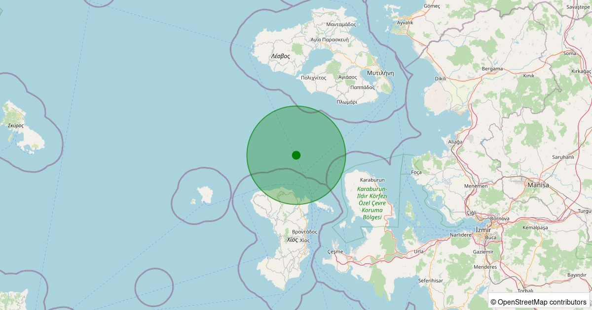 11 Aralık 2025 saat 17:41 - EGE - 2.70ml depreminin harita gösterimi