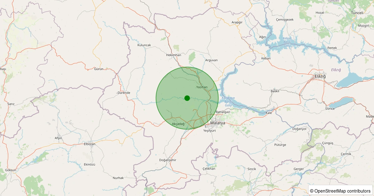 11 Aralık 2025 saat 19:02 - Yazıhan - 1.40ml depreminin harita gösterimi