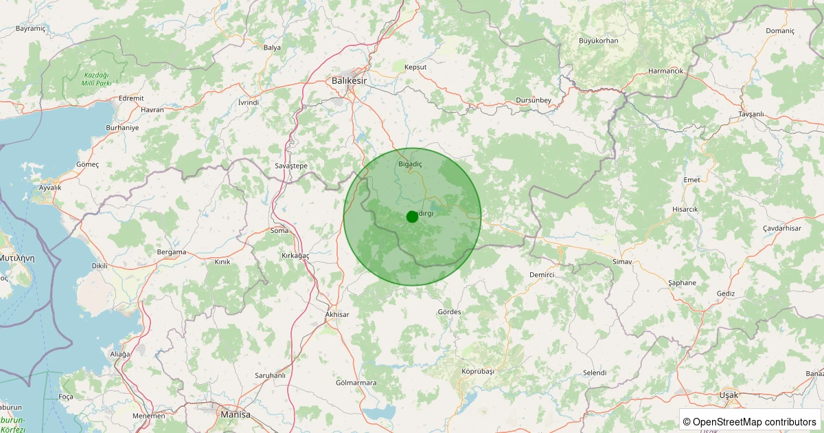 11 Aralık 2025 saat 18:57 - Sındırgı - 1.50ml depreminin harita gösterimi