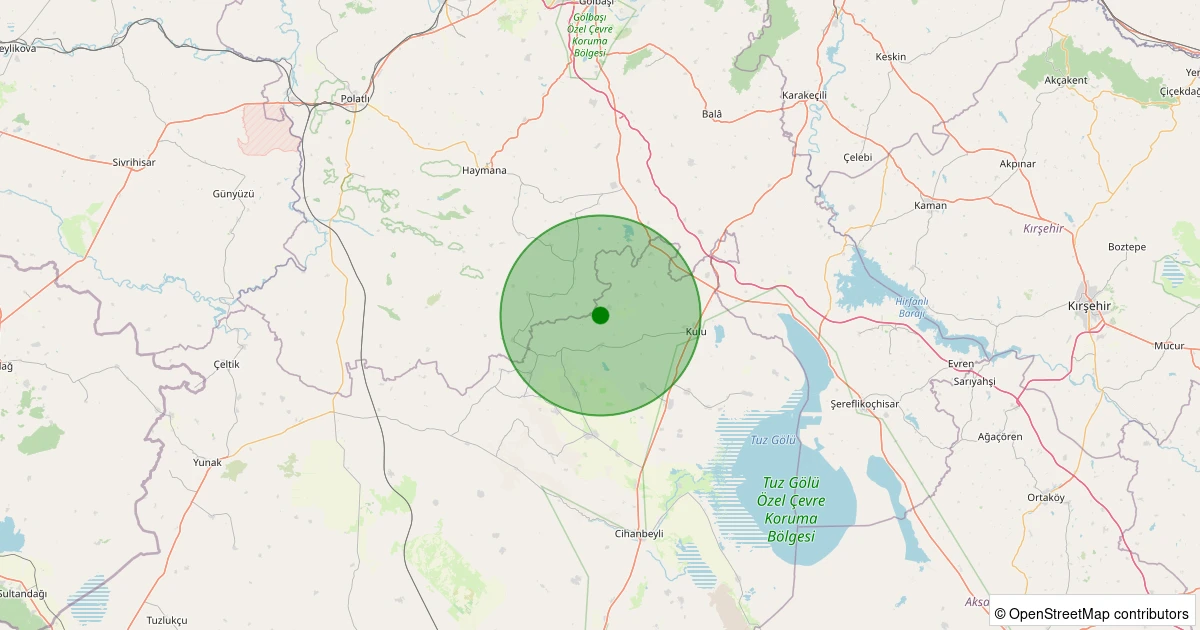 11 Aralık 2025 saat 19:44 - Kulu - Kırkpınar - 2.50ml depreminin harita gösterimi
