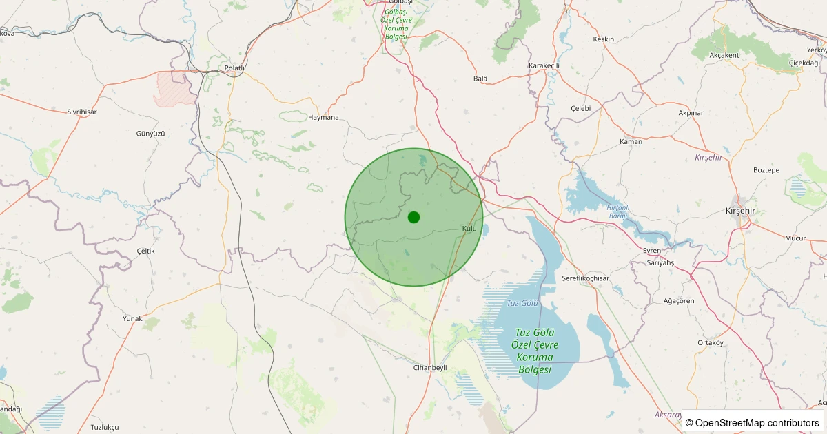 11 Aralık 2025 saat 19:05 - Kulu - Kırkpınar - 1.80ML depreminin harita gösterimi