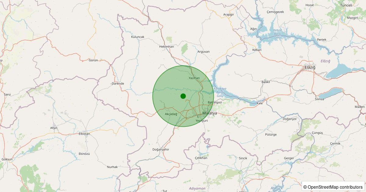 11 Aralık 2025 saat 19:02 - Akçadağ - Ilıcak - 1.40ml depreminin harita gösterimi