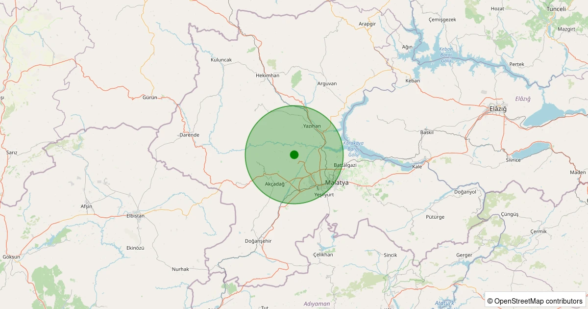 11 Aralık 2025 saat 19:02 - Akçadağ - Ilıcak - 1.30ML depreminin harita gösterimi