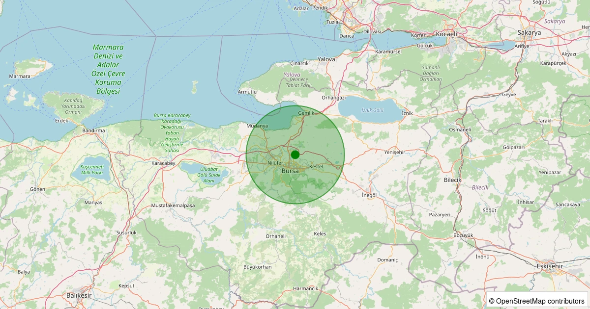 11 Aralık 2025 saat 20:18 - Osmangazi - Demirtaş Cumhuriyet - 1.20ML depreminin harita gösterimi