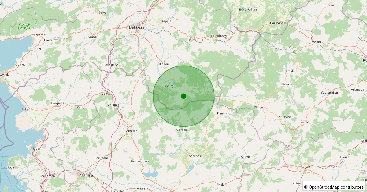 11 Aralık 2025 saat 21:06 - Sındırgı - Küçükdağdere - 1.20ml depreminin harita gösterimi