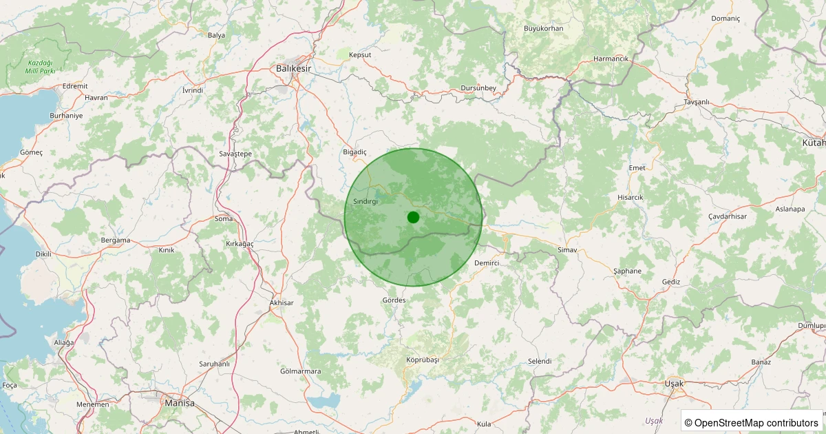 11 Aralık 2025 saat 20:42 - Sındırgı - Çıkrıkçı - 1.20ML depreminin harita gösterimi