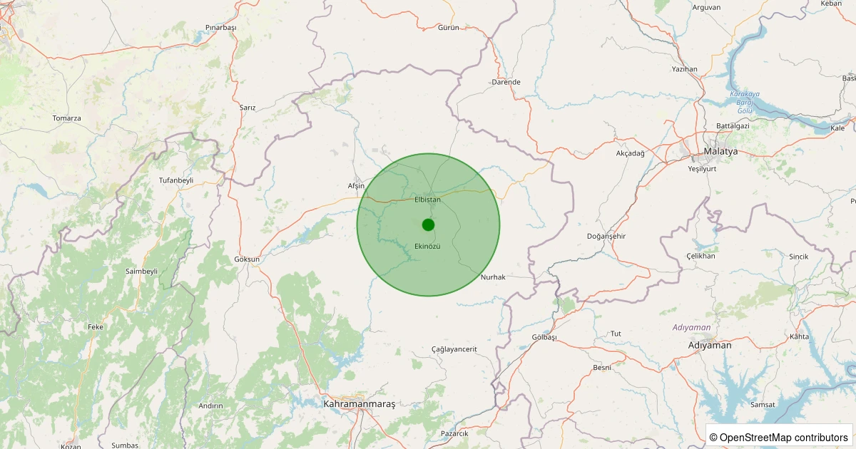 12 Aralık 2025 saat 00:05 - Elbistan - Güblüce Köyü - 2.40ML depreminin harita gösterimi