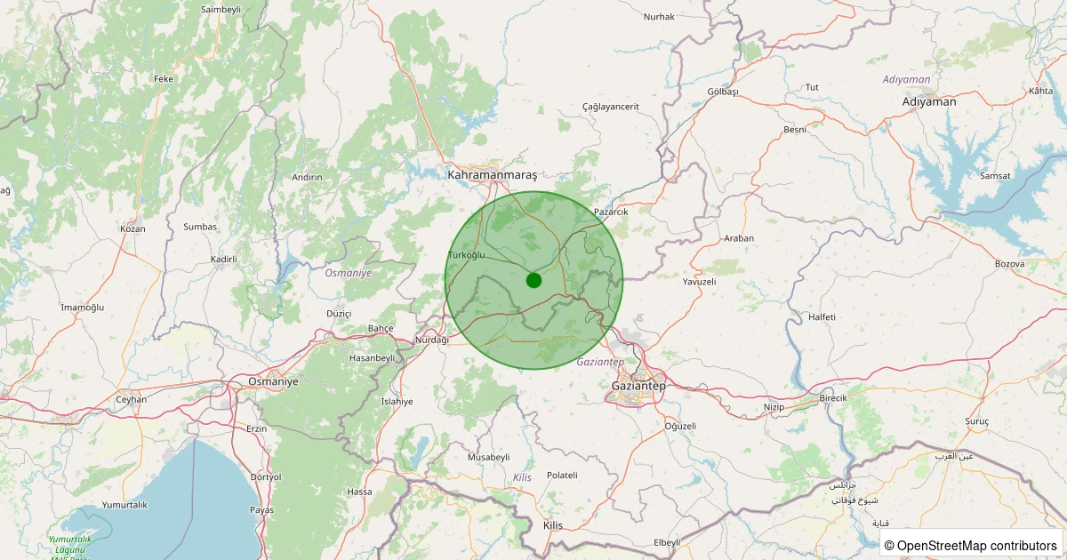 12 Aralık 2025 saat 00:58 - Pazarcık - 2.50ML depreminin harita gösterimi