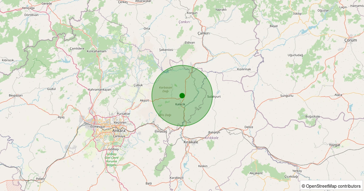12 Aralık 2025 saat 01:02 - Kalecik - Akkaynak - 1.00ML depreminin harita gösterimi