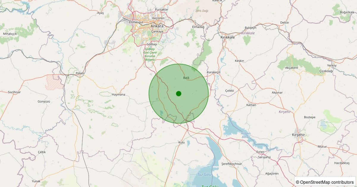 12 Aralık 2025 saat 03:56 - Bala - Afsar - 1.40ml depreminin harita gösterimi