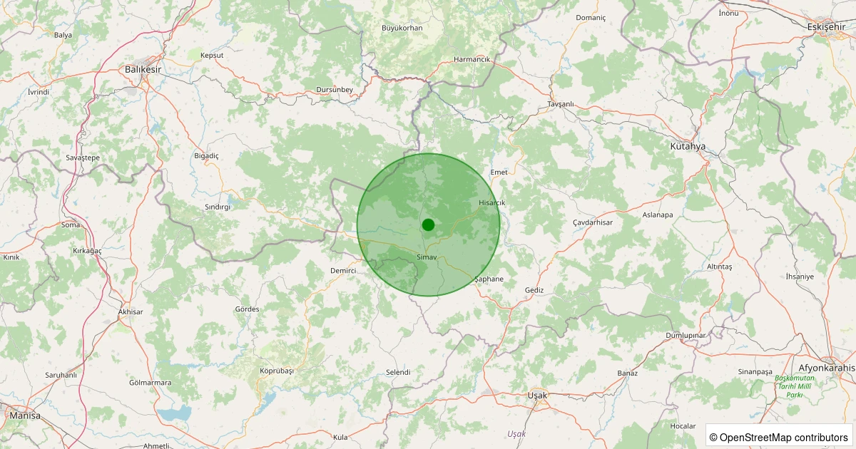 12 Aralık 2025 saat 04:06 - Simav - Eğirler Köyü - 0.90ml depreminin harita gösterimi