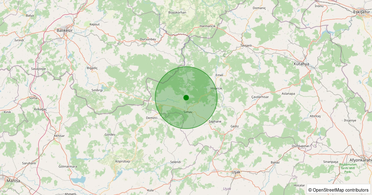 12 Aralık 2025 saat 04:08 - Simav - Naşa/Fatih - 1.10ml depreminin harita gösterimi