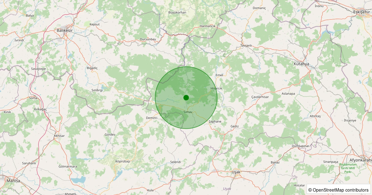 12 Aralık 2025 saat 04:08 - Simav - Naşa/Fatih - 1.00ML depreminin harita gösterimi