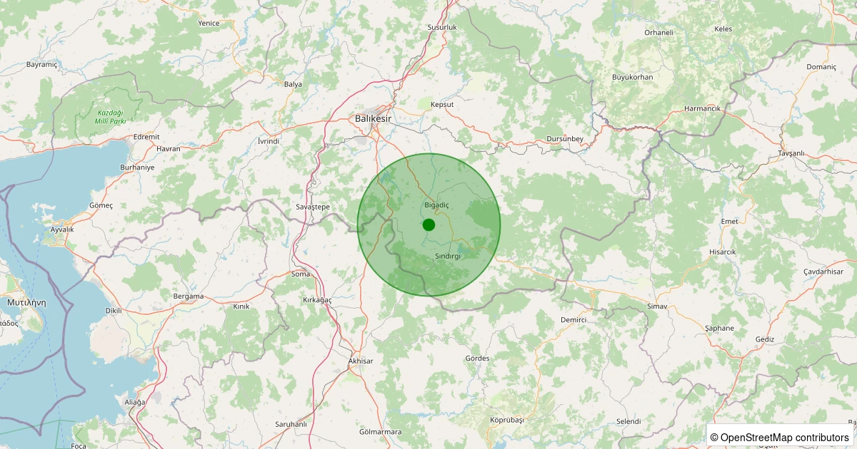 12 Aralık 2025 saat 04:47 - Sındırgı - Armutlu - 1.80ml depreminin harita gösterimi