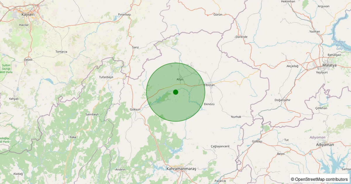 12 Aralık 2025 saat 06:20 - Afşin - Esence - 2.20ml depreminin harita gösterimi