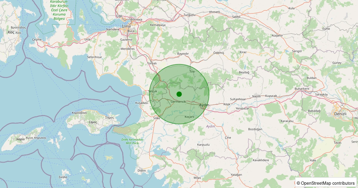12 Aralık 2025 saat 05:22 - Germencik - Çamköy - 1.40ml depreminin harita gösterimi
