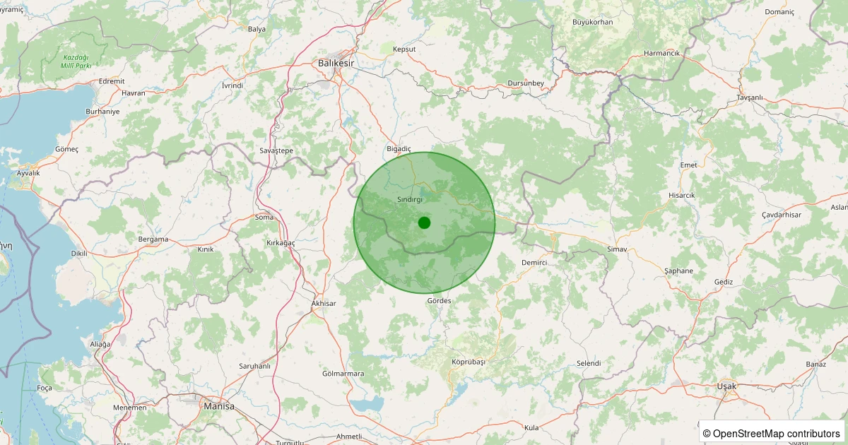 12 Aralık 2025 saat 05:20 - Sındırgı - Bayraklı - 1.00ML depreminin harita gösterimi