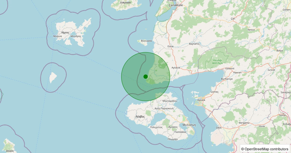 12 Aralık 2025 saat 06:26 - Ege Denizi - [04.80 km] Ayvacık (Çanakkale) - 1.70ML depreminin harita gösterimi