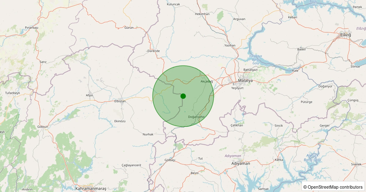 12 Aralık 2025 saat 06:58 - Akçadağ - Çevirme - 1.60ml depreminin harita gösterimi