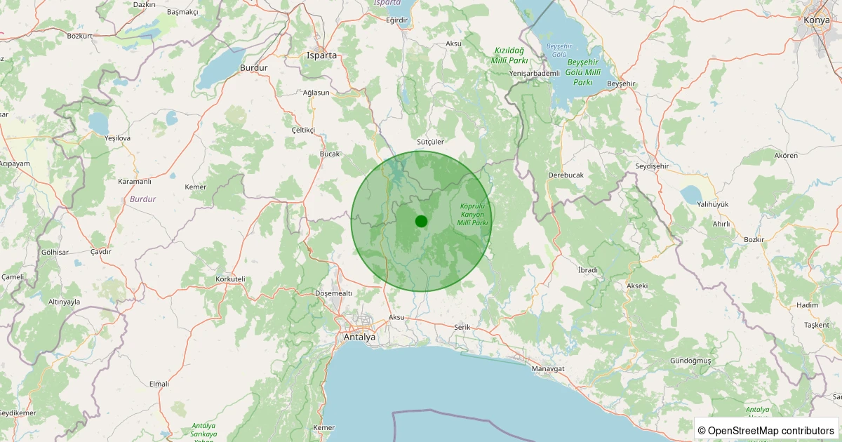 12 Aralık 2025 saat 07:54 - Serik - 2.30ML depreminin harita gösterimi