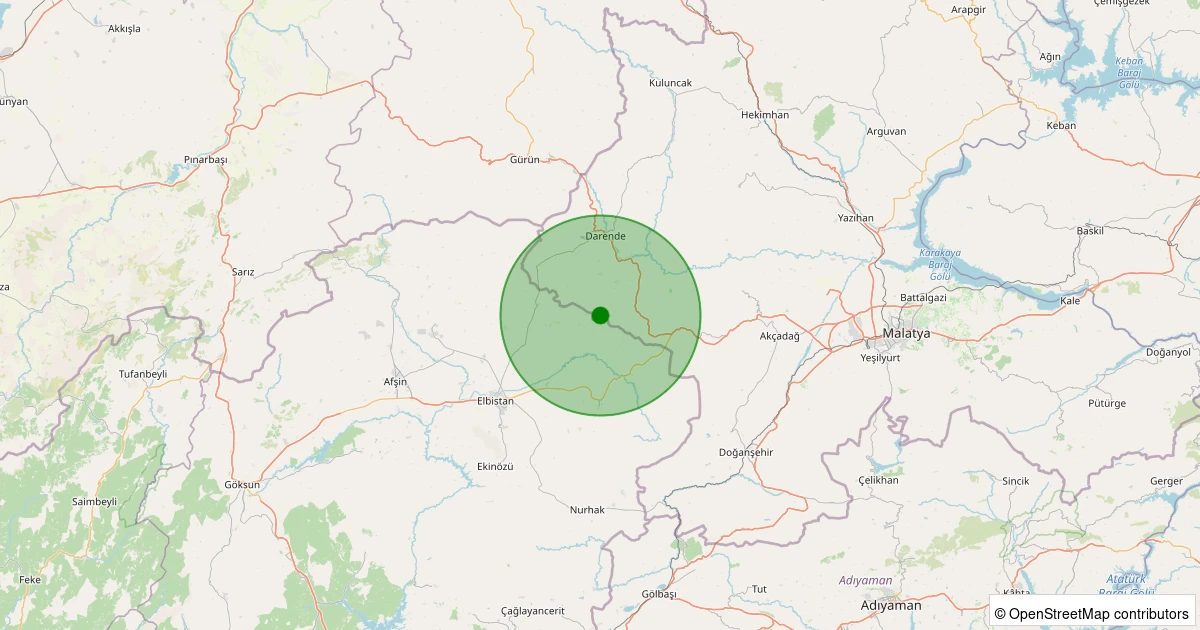 12 Aralık 2025 saat 08:23 - Darende - Yenice - 1.40ml depreminin harita gösterimi