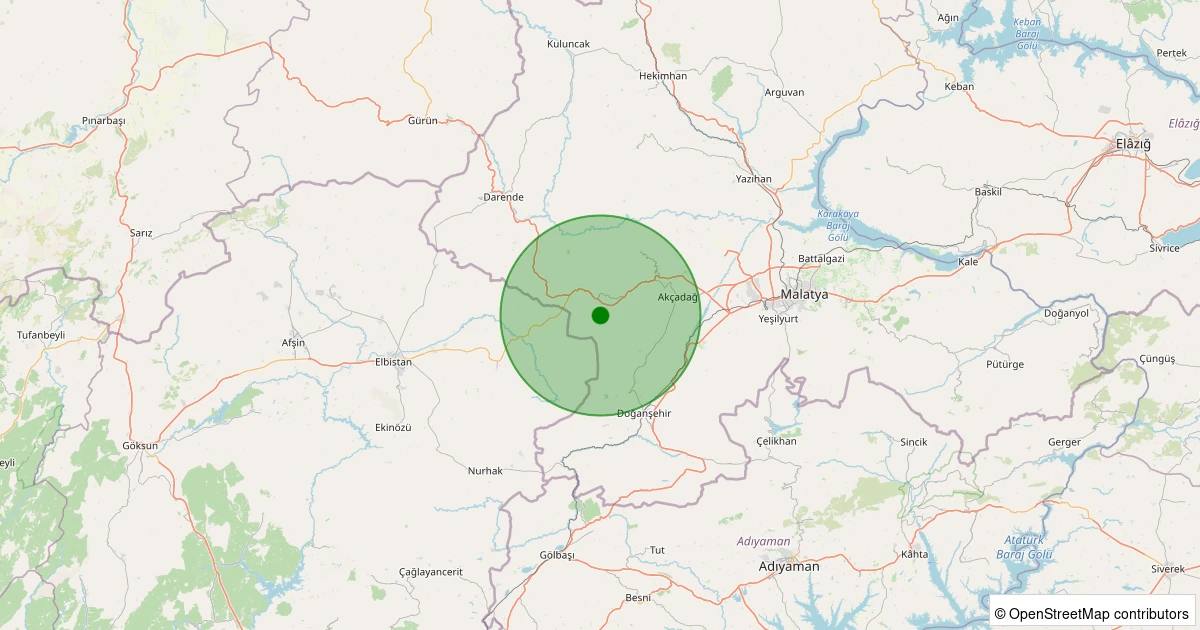 12 Aralık 2025 saat 11:17 - Akçadağ - Çevirme - 1.60ml depreminin harita gösterimi
