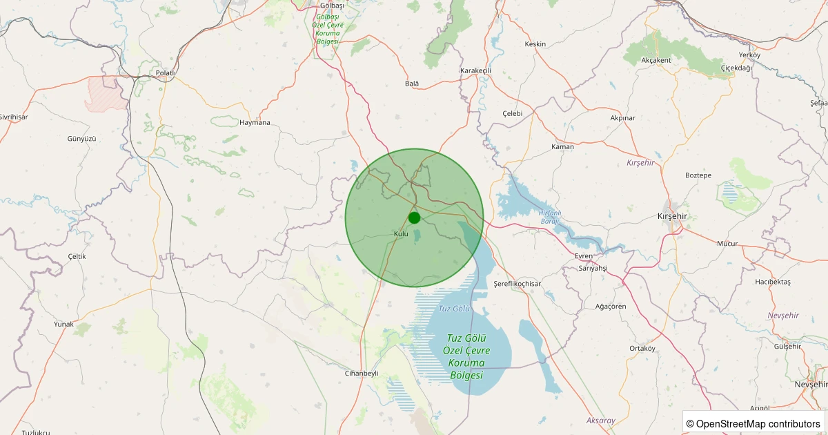 12 Aralık 2025 saat 11:19 - Kulu - Dinek - 1.10ml depreminin harita gösterimi