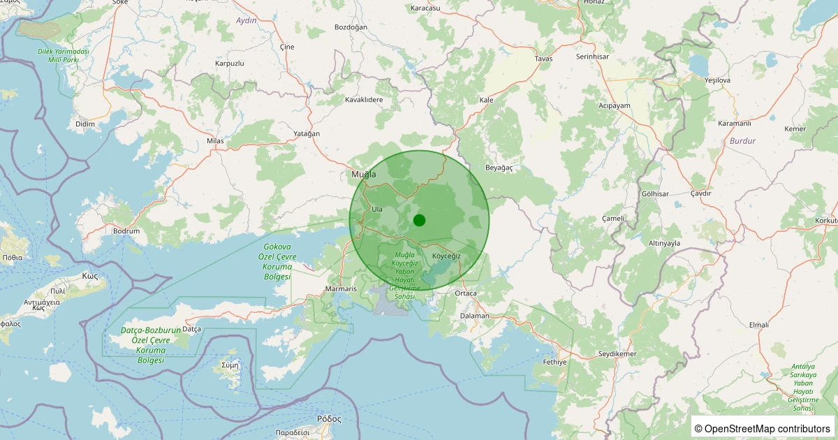 12 Aralık 2025 saat 12:03 - Köyceğiz - Balcılar - 1.70ml depreminin harita gösterimi