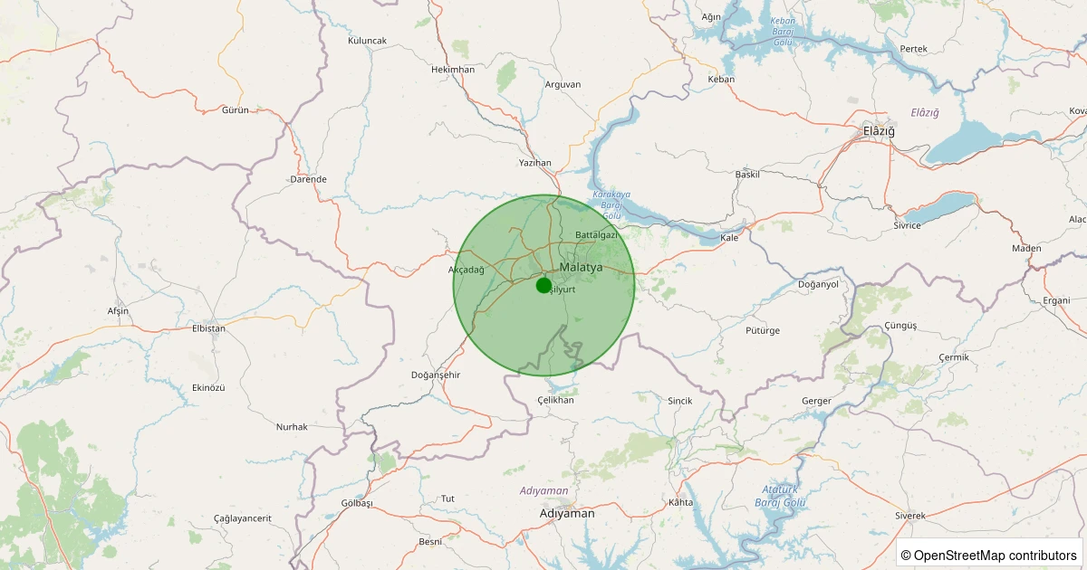 12 Aralık 2025 saat 14:09 - Yeşilyurt - İkizce - 1.10ml depreminin harita gösterimi