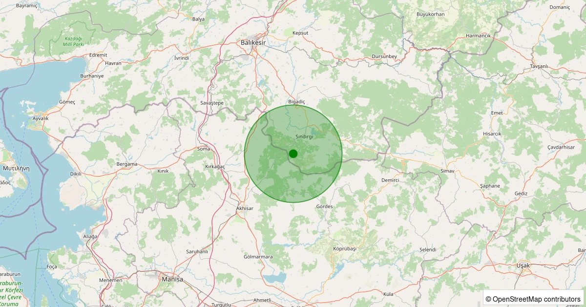 12 Aralık 2025 saat 17:13 - Sındırgı - Ormaniçi - 1.50ml depreminin harita gösterimi