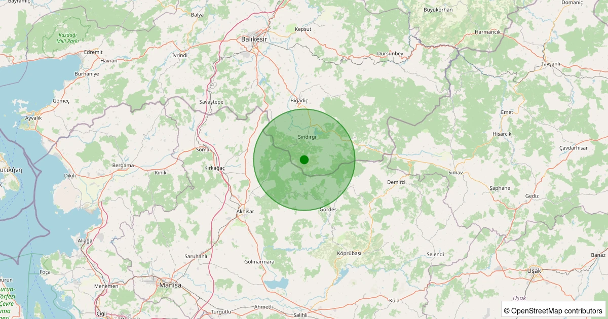 12 Aralık 2025 saat 17:12 - Sındırgı - Kınık - 1.80ml depreminin harita gösterimi