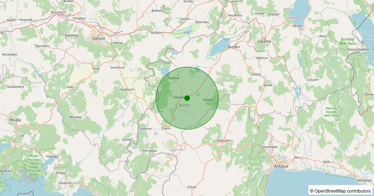 12 Aralık 2025 saat 17:39 - Karamanlı - Karamanlı - 1.90ml depreminin harita gösterimi