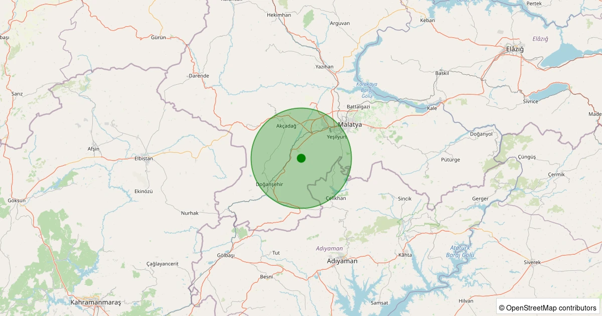 12 Aralık 2025 saat 17:36 - Yeşilyurt - 1.00ml depreminin harita gösterimi