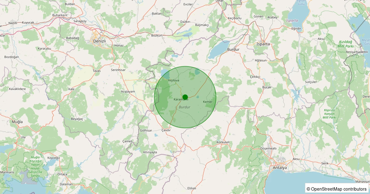 12 Aralık 2025 saat 17:39 - Karamanlı - Karamanlı - 1.90ml depreminin harita gösterimi