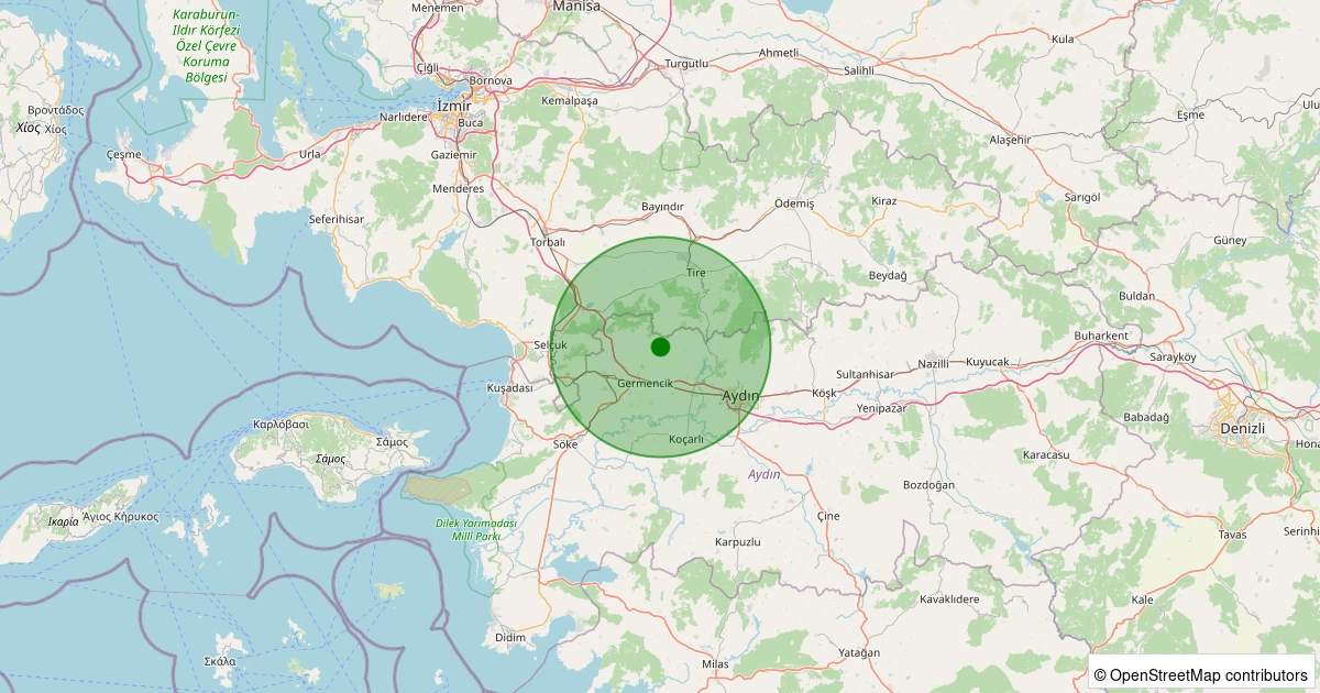 12 Aralık 2025 saat 17:47 - Germencik - Bozköy - 1.70ml depreminin harita gösterimi