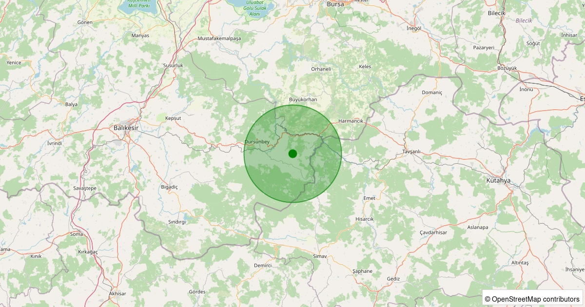 12 Aralık 2025 saat 18:00 - Dursunbey - Poyracık - 1.60ml depreminin harita gösterimi