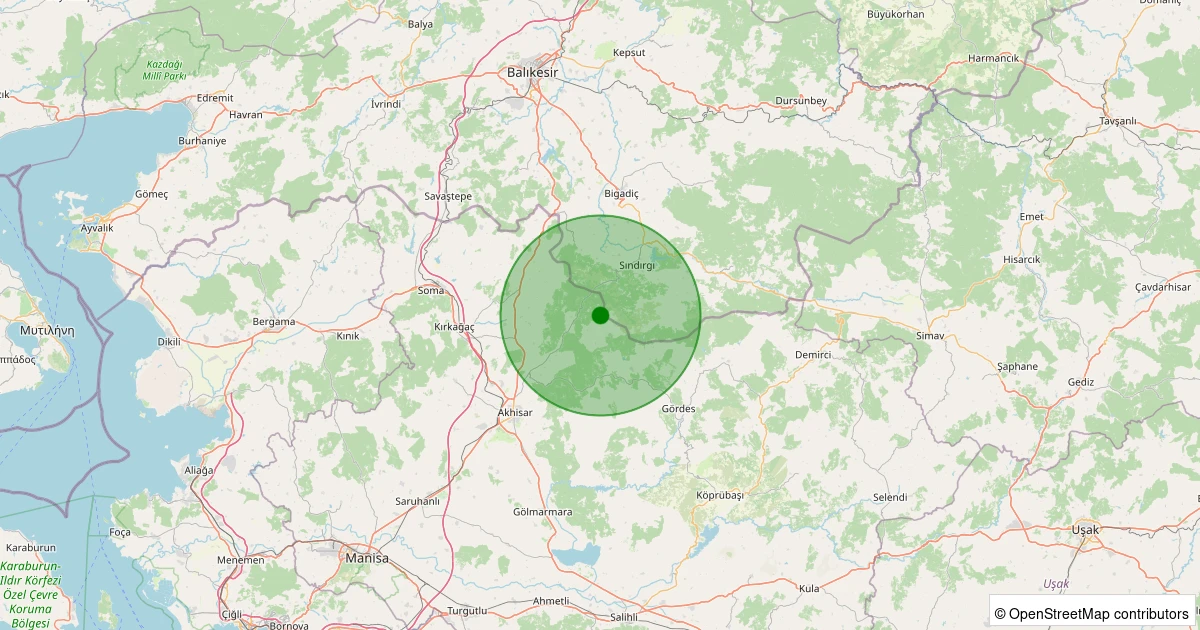 12 Aralık 2025 saat 18:12 - Akhisar - 1.60ml depreminin harita gösterimi