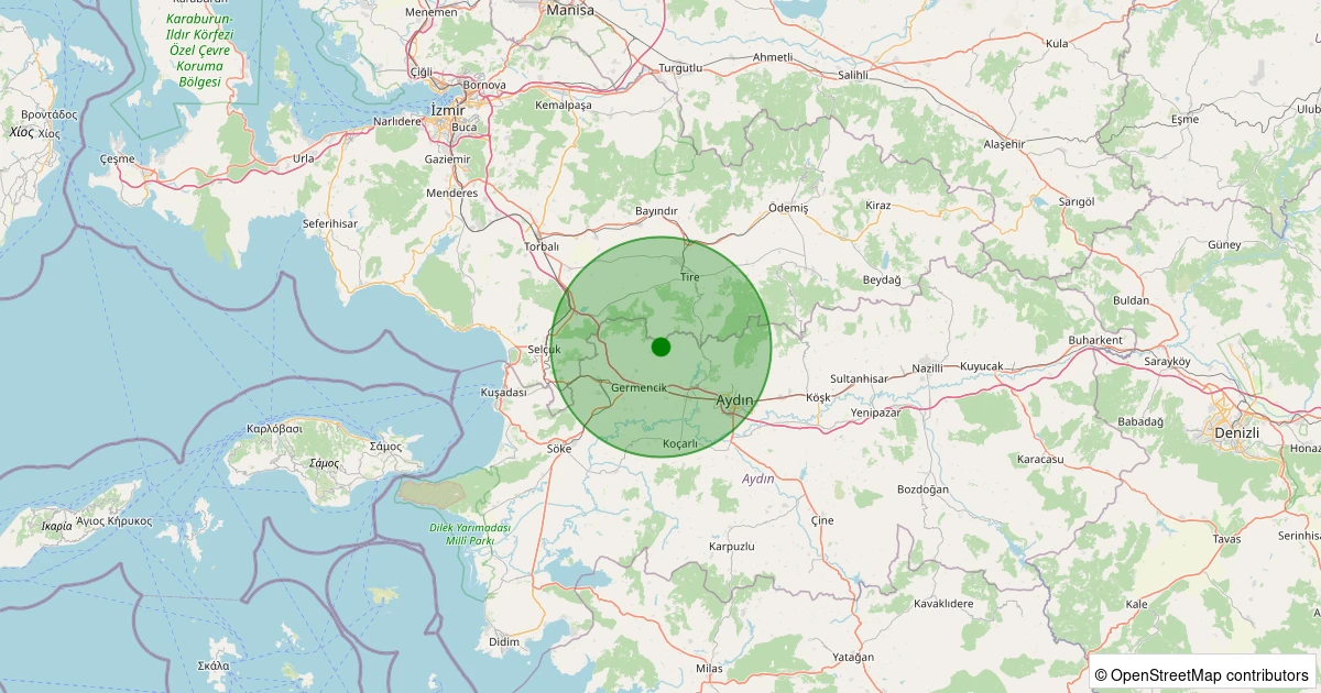 12 Aralık 2025 saat 18:39 - Germencik - Bozköy - 1.60ml depreminin harita gösterimi