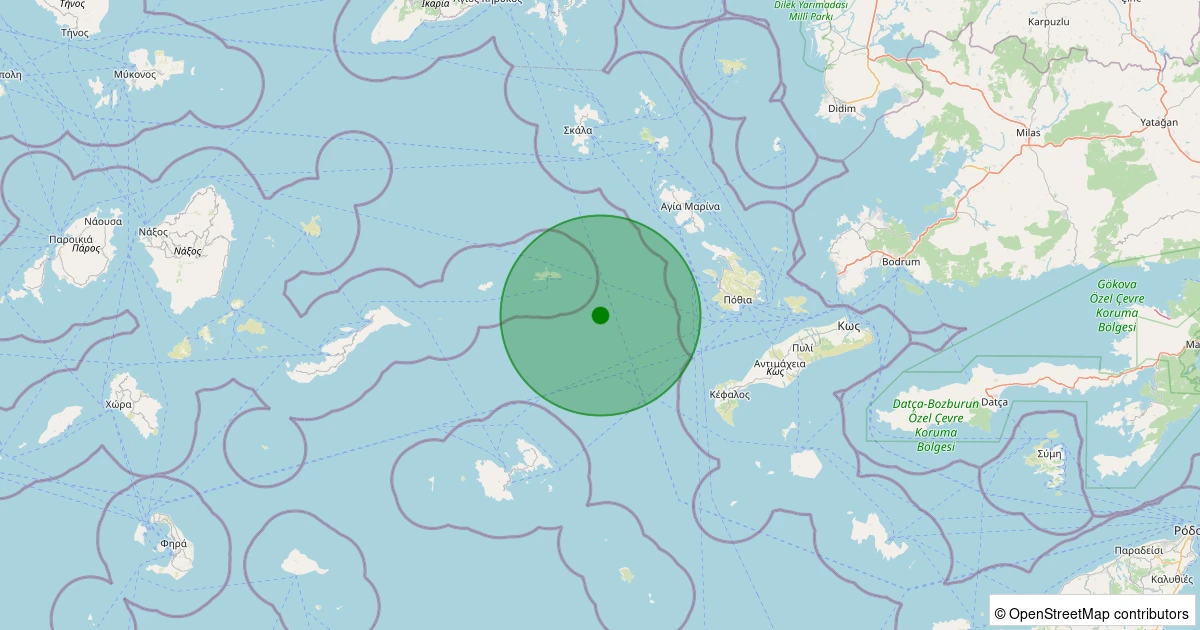 12 Aralık 2025 saat 18:47 - EGE - 2.50ml depreminin harita gösterimi