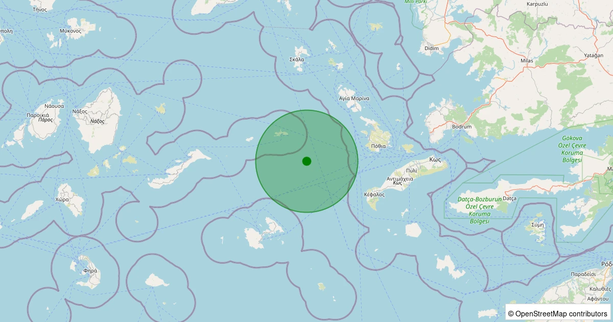 12 Aralık 2025 saat 18:57 - Ege Denizi - [60.57 km] Bodrum (Muğla) - 2.40ML depreminin harita gösterimi