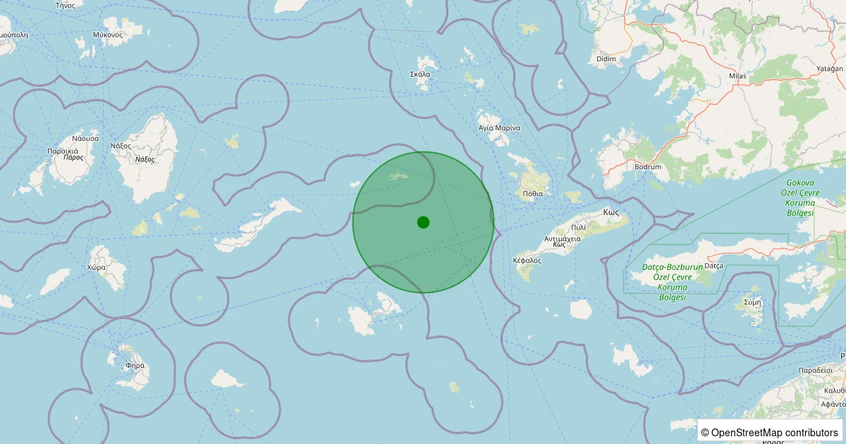 12 Aralık 2025 saat 18:47 - Ege Denizi - [64.81 km] Bodrum (Muğla) - 2.40ML depreminin harita gösterimi