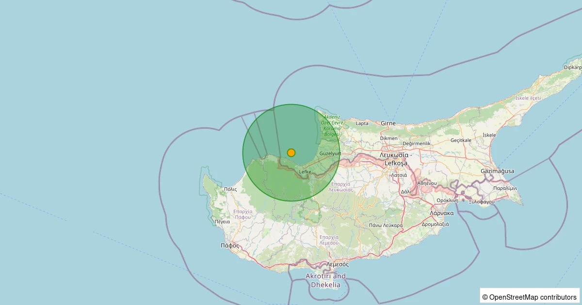 12 Aralık 2025 saat 20:20 - KIBRIS - 4.00ml depreminin harita gösterimi