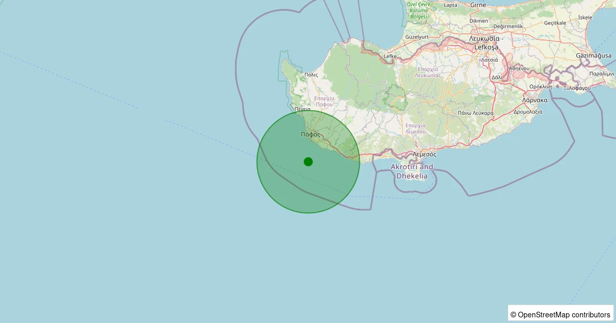 12 Aralık 2025 saat 20:36 - Akdeniz - 2.20ML depreminin harita gösterimi