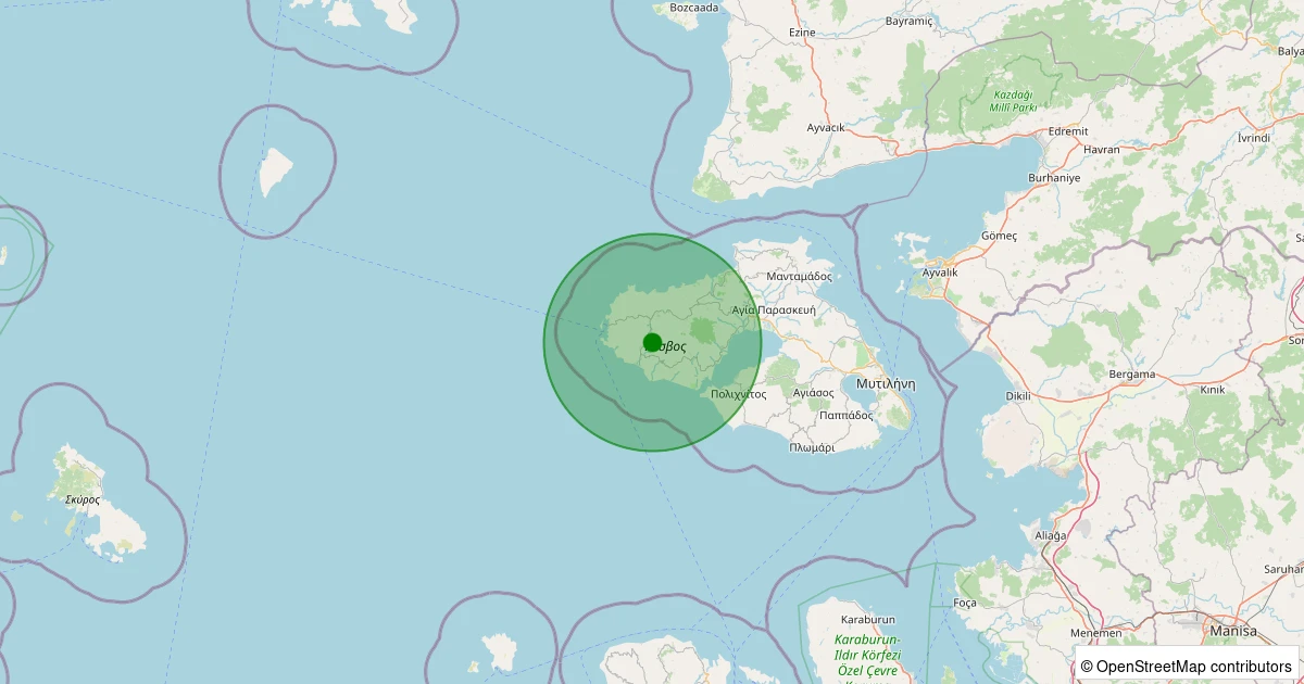 12 Aralık 2025 saat 23:37 - MIDILLI - 3.30ml depreminin harita gösterimi