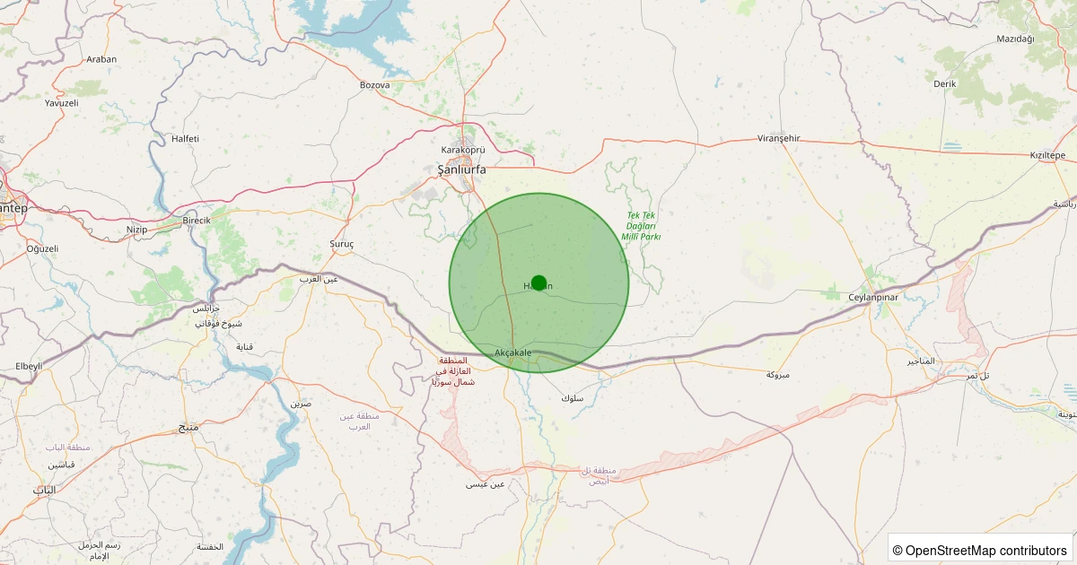 12 Aralık 2025 saat 23:54 - Harran - Harran - 1.50ml depreminin harita gösterimi