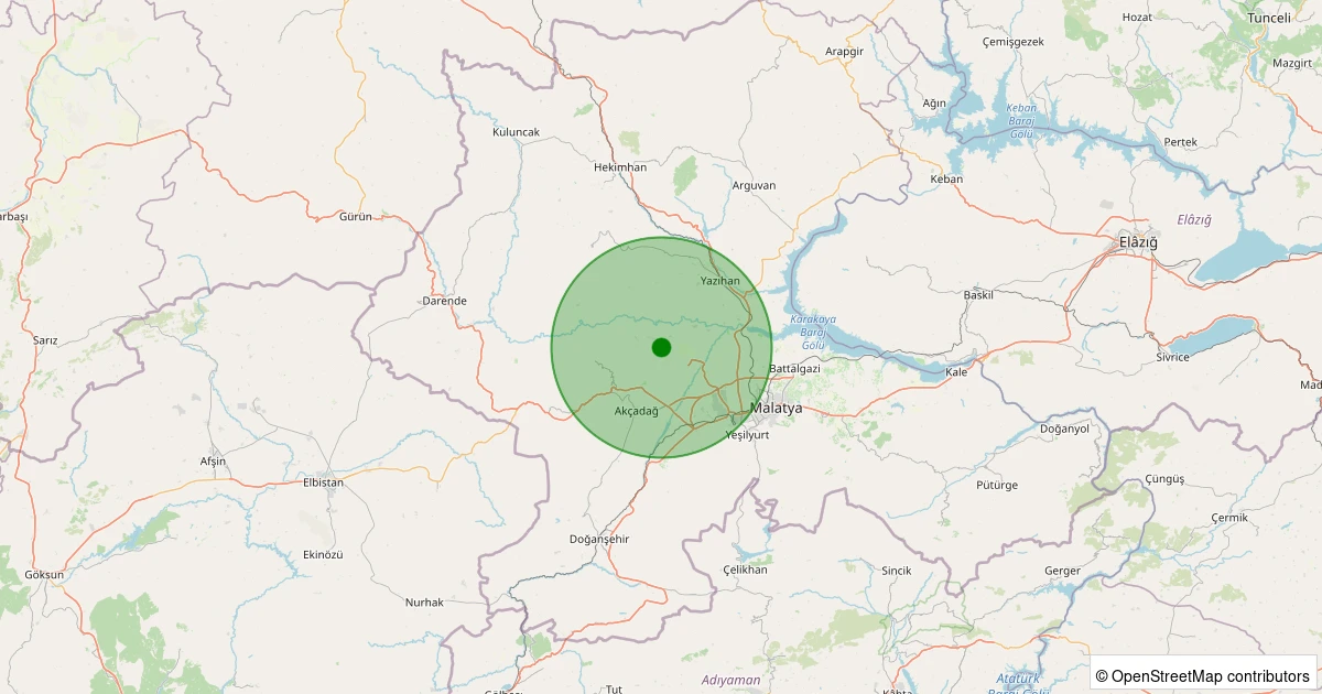 13 Aralık 2025 saat 03:29 - Akçadağ - Yukarıörükçü - 0.90ml depreminin harita gösterimi