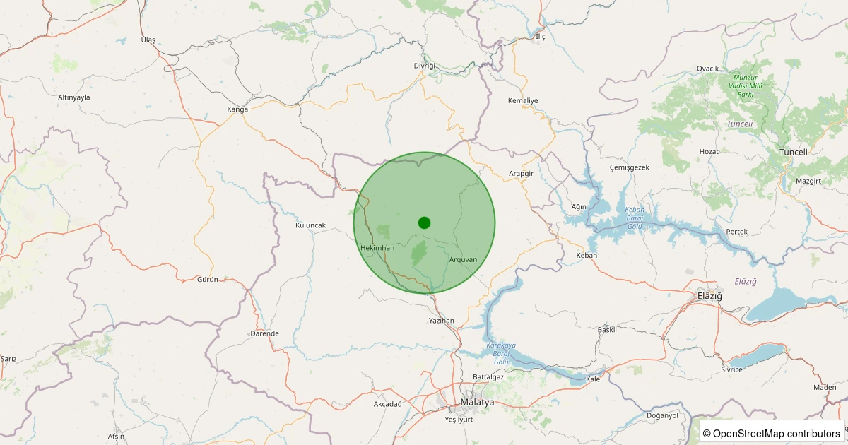 13 Aralık 2025 saat 03:32 - Hekimhan - İğdir Köyü - 1.50ml depreminin harita gösterimi