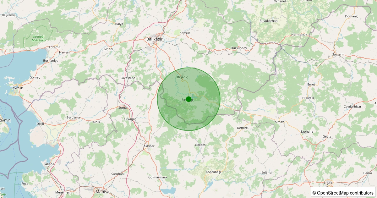 13 Aralık 2025 saat 04:06 - Sındırgı - Çavdaroğlu - 1.10ml depreminin harita gösterimi