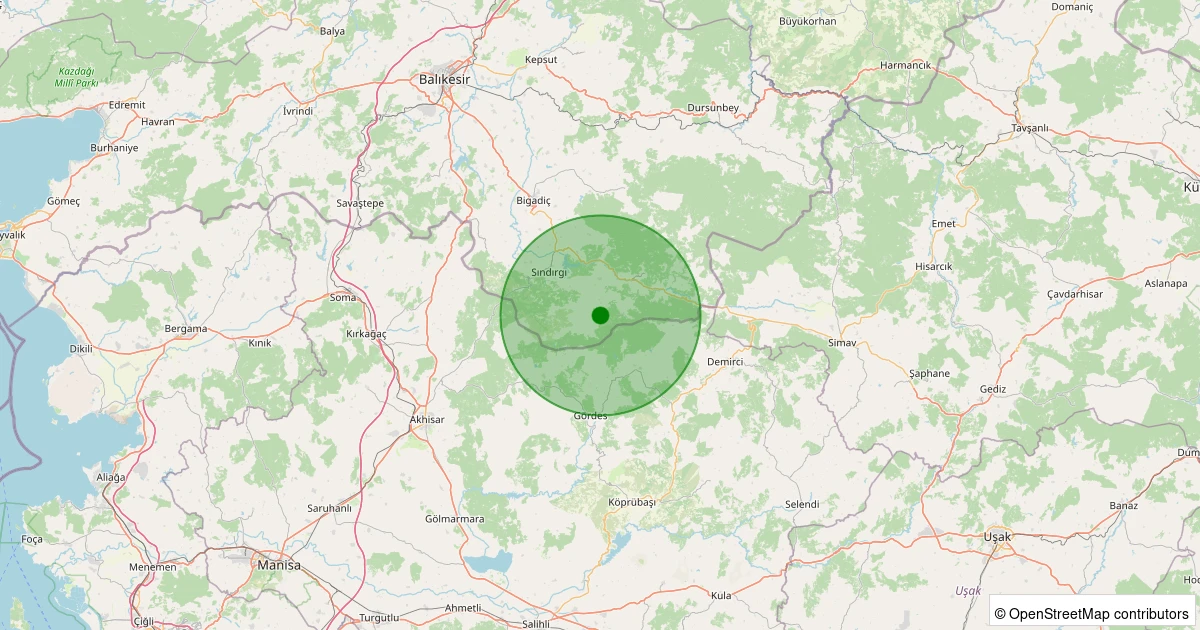 13 Aralık 2025 saat 04:27 - Sındırgı - Küçükdağdere - 0.90ML depreminin harita gösterimi