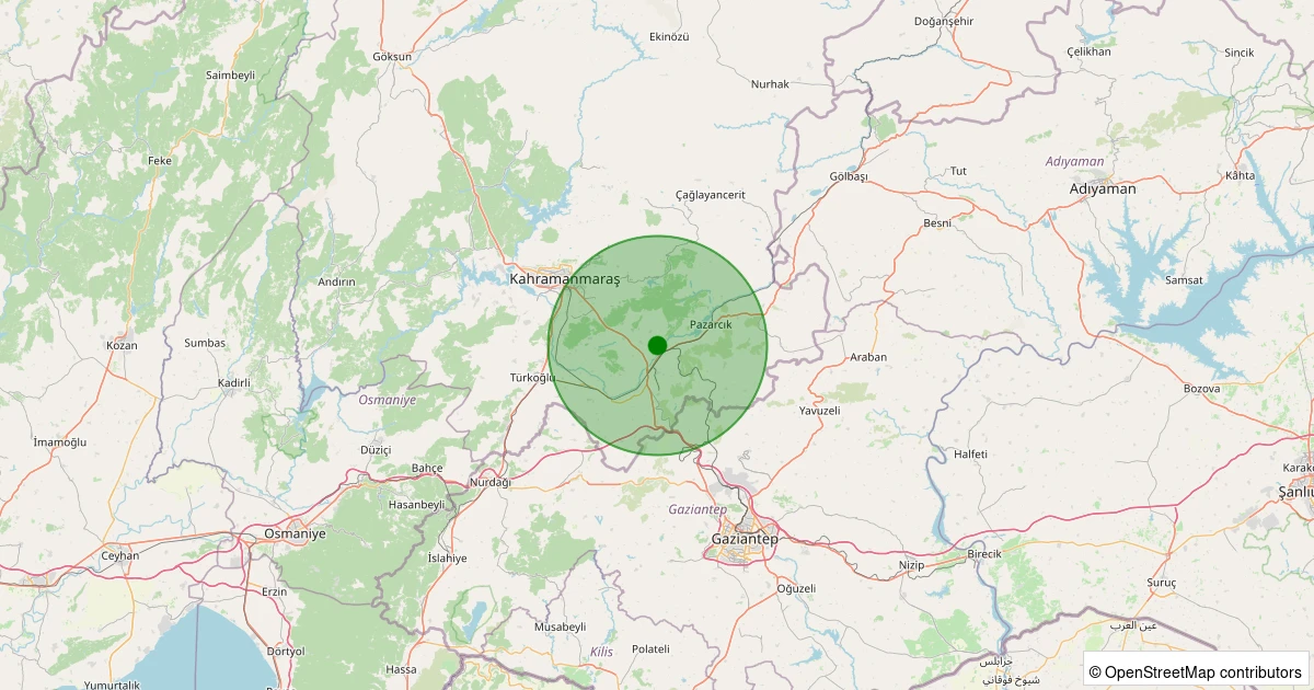 13 Aralık 2025 saat 04:19 - Dulkadiroğlu - 1.30ml depreminin harita gösterimi
